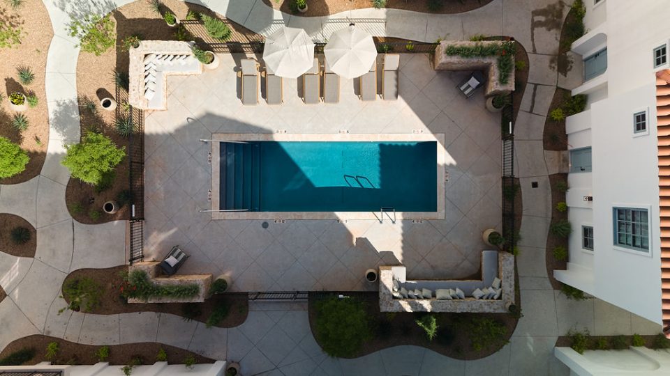 a blue wall with a picture of a person on it