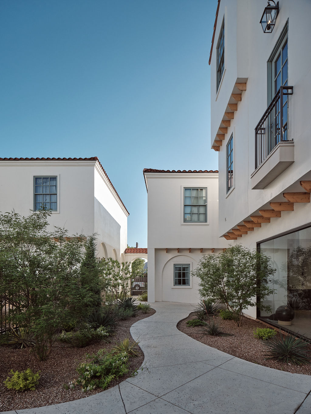 a large white building with a large window