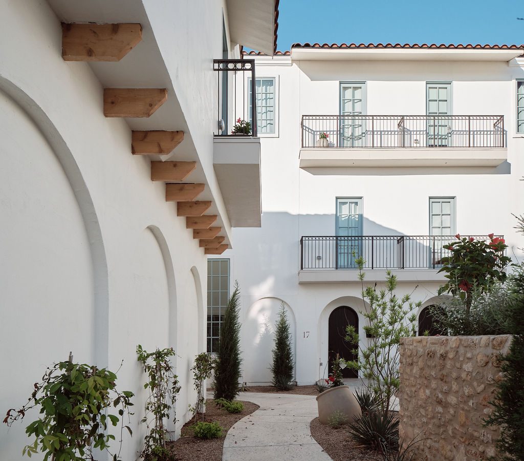 a large white building with a large window