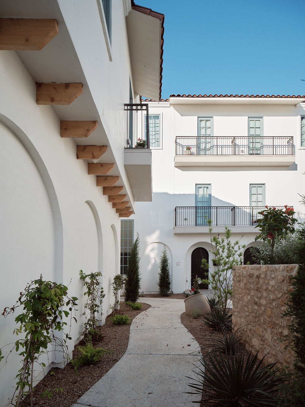 a large white building with a large window