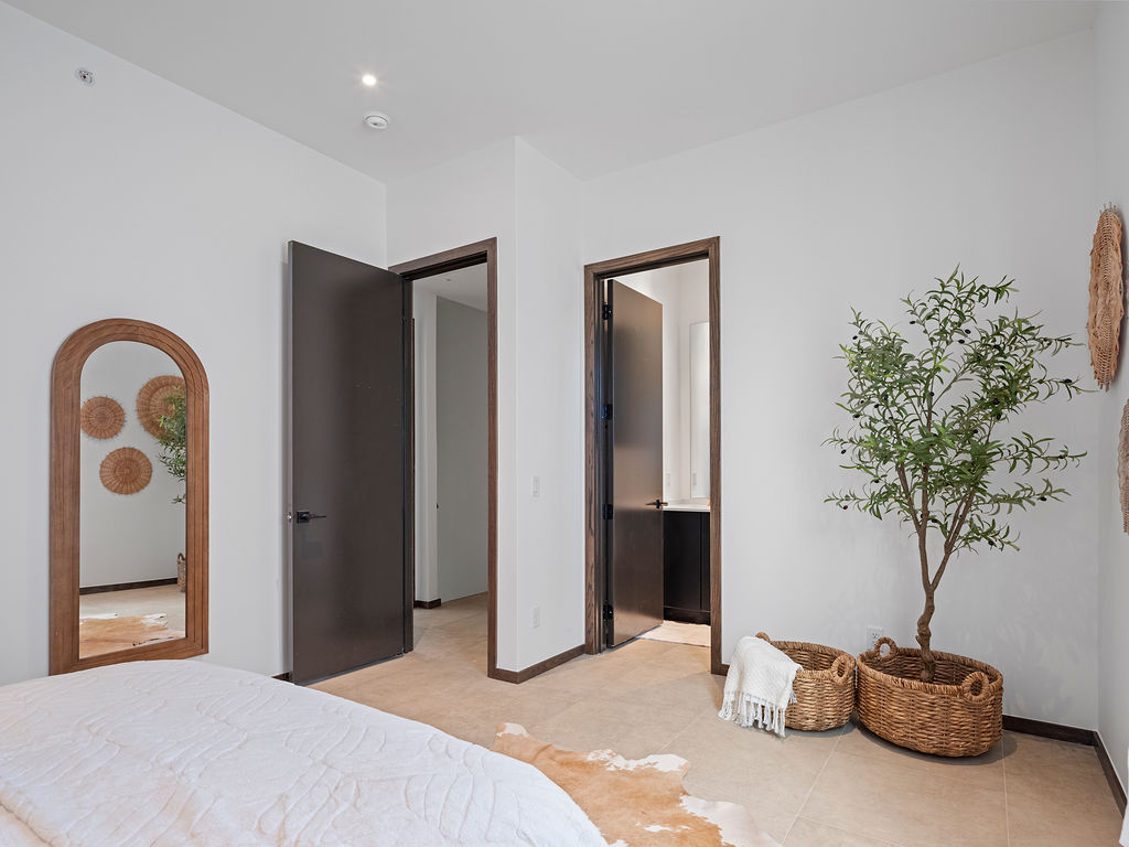 a room with a bed and a window